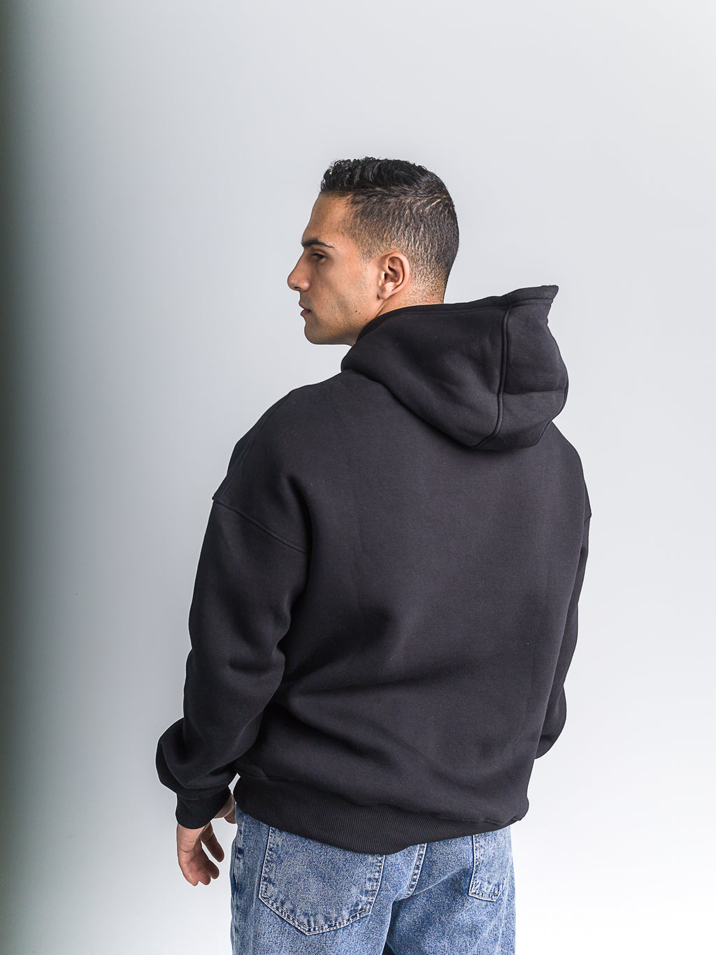 Black "Don't Think Too Much" Oversized Hoodie