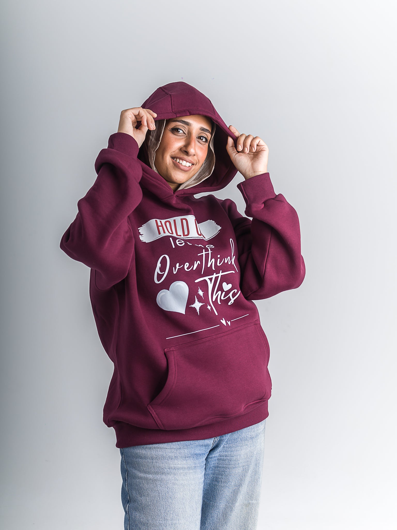 Burgundy "Let Me Overthink This" Oversized Hoodie