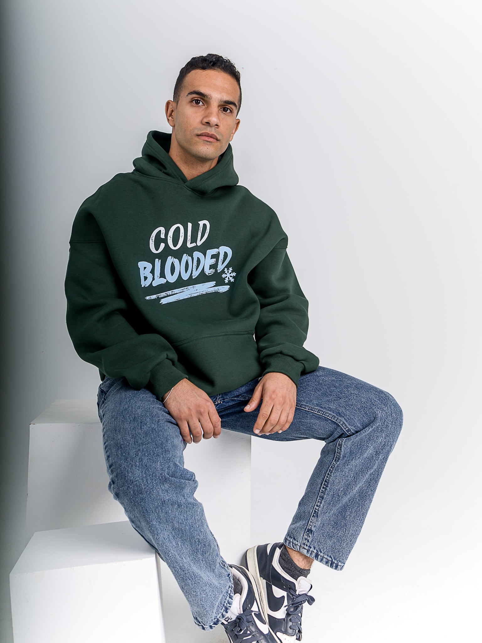 Olive Green "Cold Blooded" Oversized Hoodie