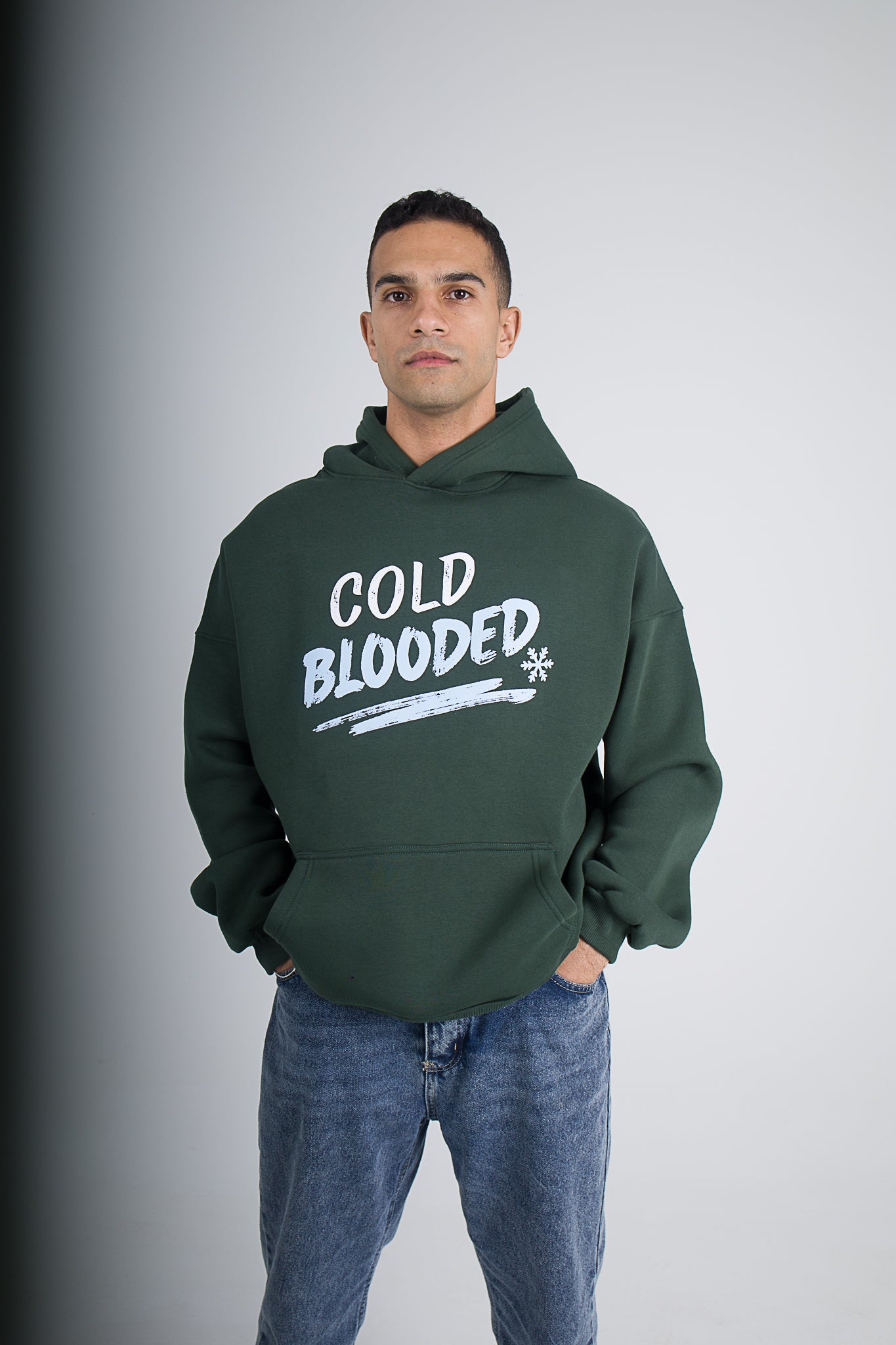 Olive Green "Cold Blooded" Oversized Hoodie